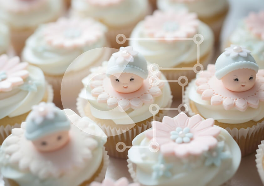 Σετ των 2 Intra Συλλεκτικό Ξύλινο Παζλ Plywood  4mm - Γοητευτικά Cupcakes με θέμα το μωρό Σε Ξύλινο Κουτί - Διαστάσεις: 10x10 cm – 25 κομμάτια