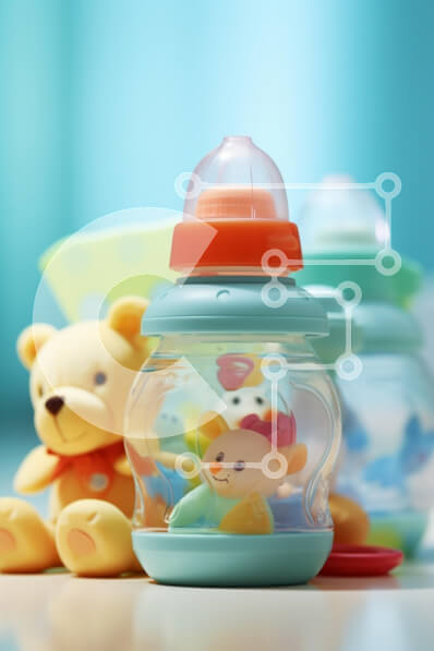 Intra Συλλεκτικό Ξύλινο Παζλ Plywood  4mm - Μπιμπερό με παιχνίδια και αρκουδάκι Σε Ξύλινο Κουτί - Διαστάσεις: 10x10 cm – 25 κομμάτια