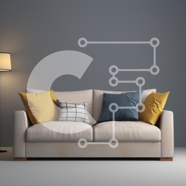 Intra Συλλεκτικό Ξύλινο Παζλ Plywood  4mm - Μοντέρνος Μπεζ Καναπές με Διακοσμητικά Μαξιλάρια Σε Ξύλινο Κουτί - Διαστάσεις Puzzle: 10x10 cm – 25 κομμάτια