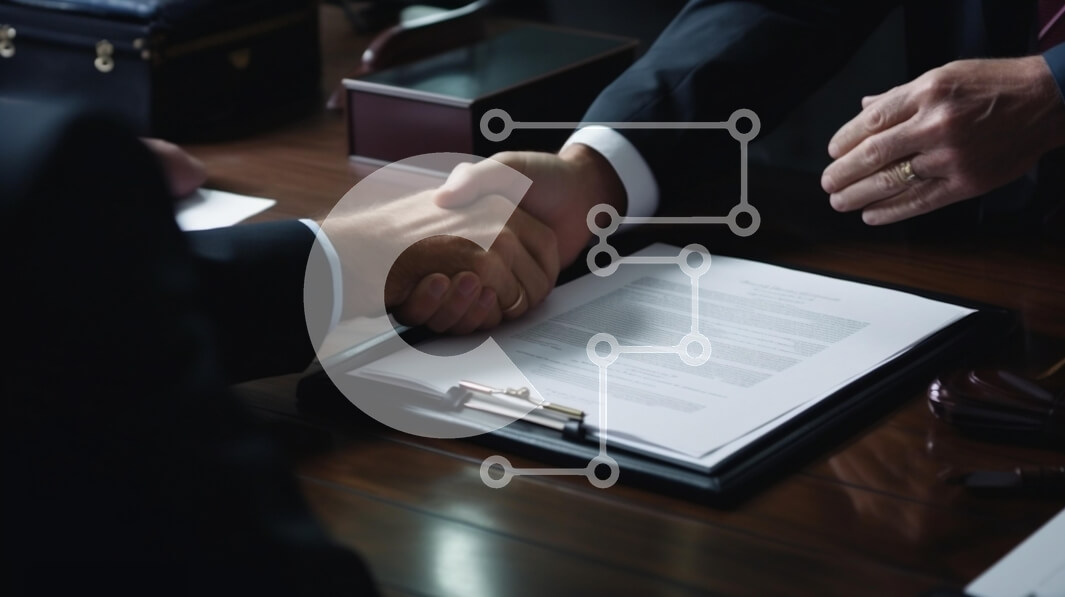 Intra Συλλεκτικό Ξύλινο Παζλ Plywood  4mm - Επιχειρηματική χειραψία για μια υπογεγραμμένη συμφωνία Σε Ξύλινο Κουτί - Διαστάσεις Puzzle: 10x10 cm – 25 κομμάτια