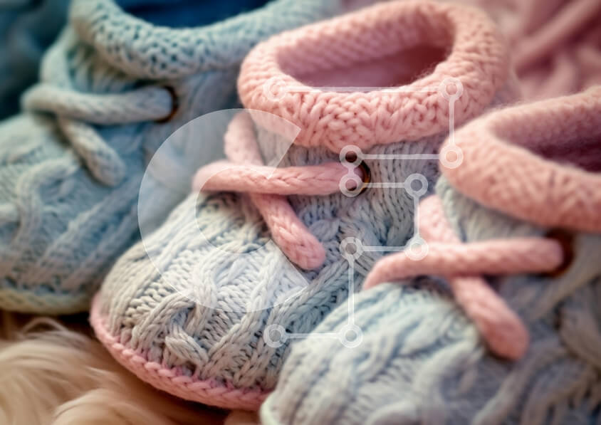 Intra Συλλεκτικό Ξύλινο Παζλ Plywood  4mm - Cozy πλεκτά παιδικά μποτάκια σε παστέλ χρώματα Σε Ξύλινο Κουτί - Διαστάσεις Puzzle: 10x10 cm – 25 κομμάτια