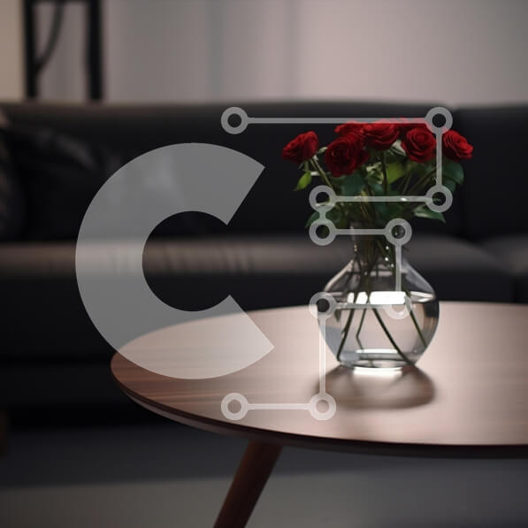 Intra Συλλεκτικό Ξύλινο Παζλ Plywood  4mm - Κόκκινα τριαντάφυλλα σε ένα ξύλινο τραπέζι σε ένα μοντέρνο σαλόνι Σε Ξύλινο Κουτί - Διαστάσεις Puzzle: 10x10 cm – 25 κομμάτια