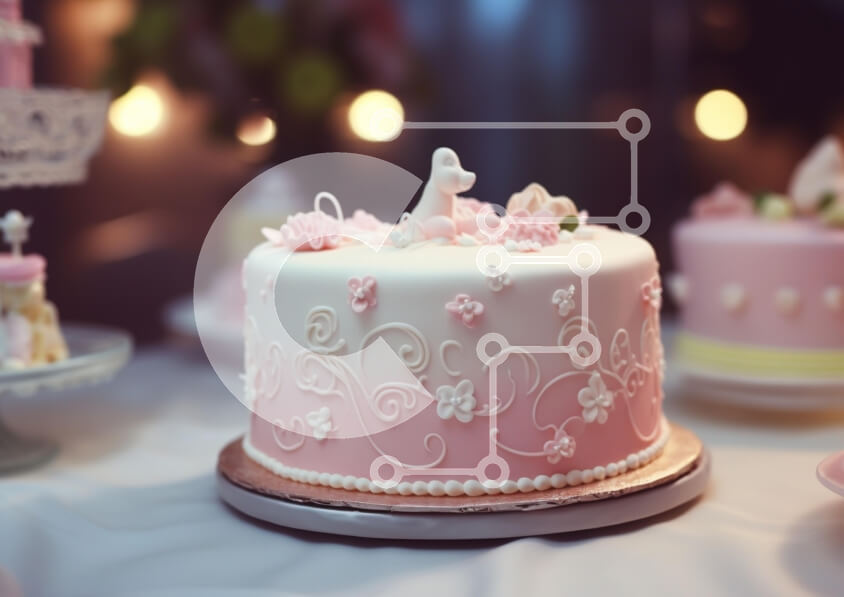 Σετ των 2 Intra Συλλεκτικό Ξύλινο Παζλ Plywood  4mm - Διακοσμημένη τούρτα με λουλουδάτο σχέδιο Σε Ξύλινο Κουτί - Διαστάσεις: 10x10 cm – 25 κομμάτια