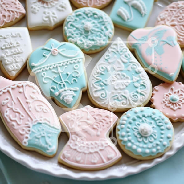 Σετ των 2 Intra Συλλεκτικό Ξύλινο Παζλ Plywood  4mm - Διακοσμημένα μπισκότα σε ένα πιάτο Σε Ξύλινο Κουτί - Διαστάσεις: 10x10 cm – 25 κομμάτια