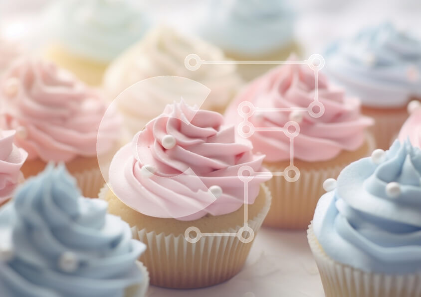 Σετ των 2 Intra Συλλεκτικό Ξύλινο Παζλ Plywood  4mm - Παστέλ Cupcakes με Swirled Frosting Σε Ξύλινο Κουτί - Διαστάσεις: 10x10 cm – 25 κομμάτια