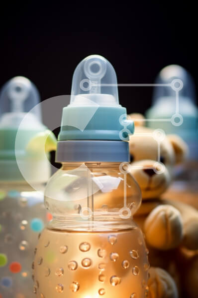 Intra Συλλεκτικό Ξύλινο Παζλ Plywood  4mm - Μπουκάλια μωρού και αρκουδάκι Σε Ξύλινο Κουτί - Διαστάσεις: 10x10 cm – 25 κομμάτια