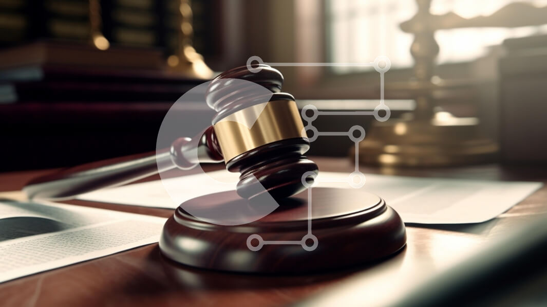 Intra Συλλεκτικό Ξύλινο Παζλ Plywood  4mm - Gavel σε ένα ξύλινο γραφείο σε μια αίθουσα δικαστηρίου Σε Ξύλινο Κουτί - Διαστάσεις Puzzle: 10x10 cm – 25 κομμάτια