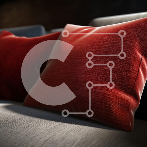 Intra Συλλεκτικό Ξύλινο Παζλ Plywood  4mm - Κοντινό πλάνο των κόκκινων μαξιλαριών στον καναπέ Σε Ξύλινο Κουτί - Διαστάσεις Puzzle: 10x10 cm – 25 κομμάτια