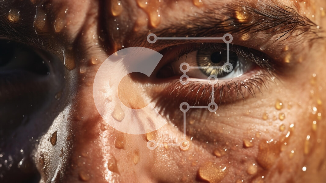 Intra Συλλεκτικό Ξύλινο Παζλ Plywood  4mm - Κοντινό πλάνο του ματιού ενός ατόμου με σταγονίδια νερού Σε Ξύλινο Κουτί - Διαστάσεις Puzzle: 10x10 cm – 25 κομμάτια