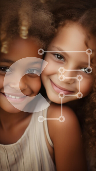 Intra Συλλεκτικό Ξύλινο Παζλ Plywood  4mm - Δύο νεαρά κορίτσια χαμογελούν μαζί Σε Ξύλινο Κουτί - Διαστάσεις Puzzle: 10x10 cm – 25 κομμάτια