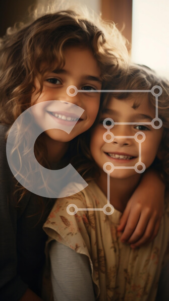 Intra Συλλεκτικό Ξύλινο Παζλ Plywood  4mm - Δύο χαμογελαστά νεαρά κορίτσια αγκαλιάζονται το ένα το άλλο Σε Ξύλινο Κουτί - Διαστάσεις Puzzle: 10x10 cm – 25 κομμάτια