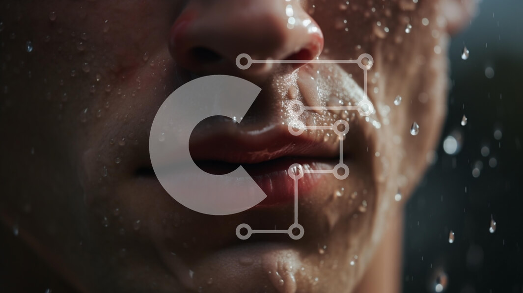 Intra Συλλεκτικό Ξύλινο Παζλ Plywood  4mm - Κοντινό πλάνο των χειλιών με σταγονίδια νερού Σε Ξύλινο Κουτί - Διαστάσεις Puzzle: 10x10 cm – 25 κομμάτια