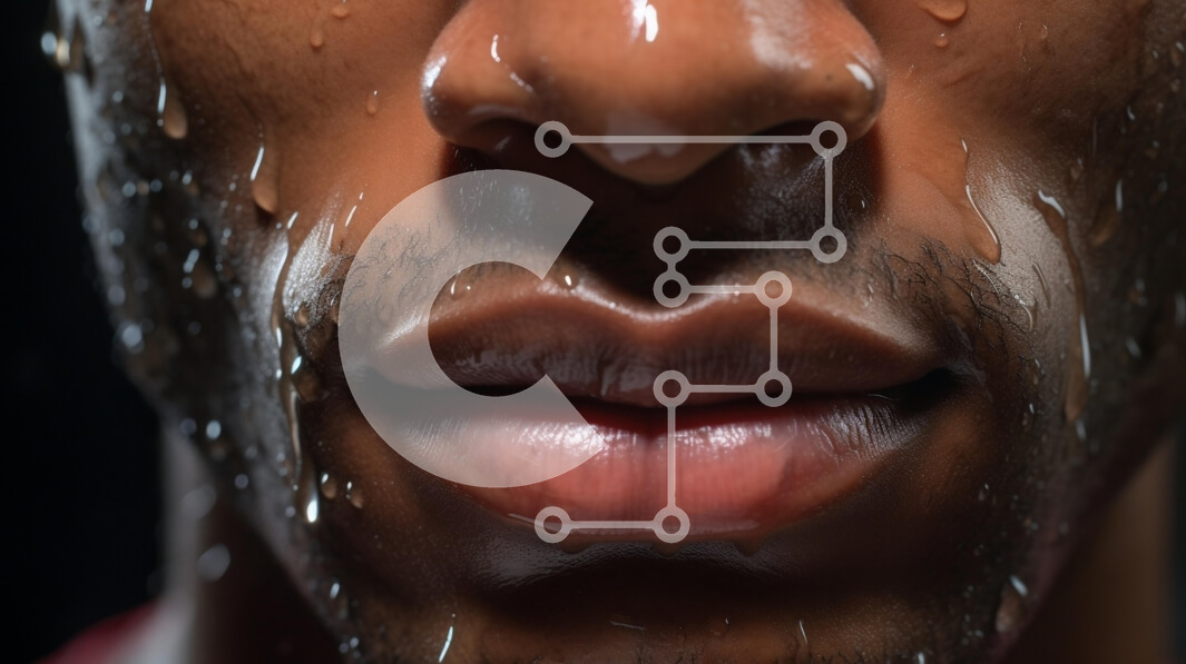 Intra Συλλεκτικό Ξύλινο Παζλ Plywood  4mm - Κοντινό πλάνο ενός άνδρα με σταγονίδια νερού στο δέρμα Σε Ξύλινο Κουτί - Διαστάσεις Puzzle: 10x10 cm – 25 κομμάτια