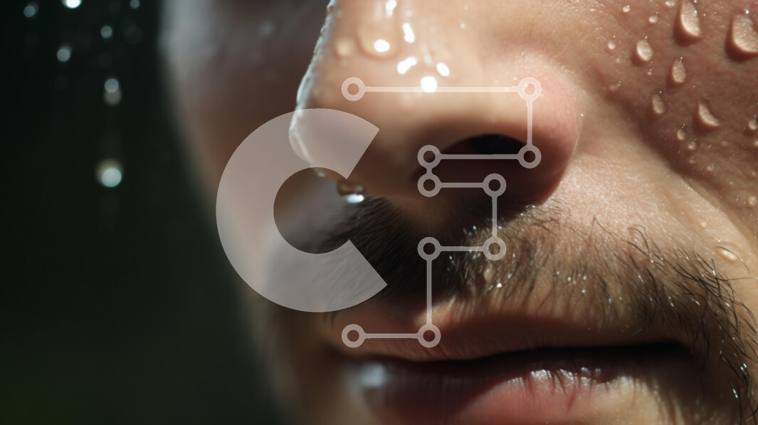 Intra Συλλεκτικό Ξύλινο Παζλ Plywood  4mm - Κοντινό πλάνο ενός άνδρα με σταγονίδια νερού στο πρόσωπό του Σε Ξύλινο Κουτί - Διαστάσεις Puzzle: 10x10 cm – 25 κομμάτια