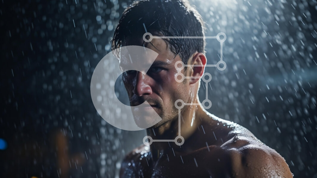 Intra Συλλεκτικό Ξύλινο Παζλ Plywood  4mm - Έντονο πορτρέτο ενός άνδρα στη βροχή Σε Ξύλινο Κουτί - Διαστάσεις Puzzle: 10x10 cm – 25 κομμάτια