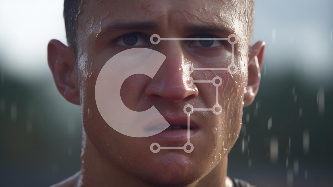 Intra Συλλεκτικό Ξύλινο Παζλ Plywood  4mm - Κοντινό πλάνο του προσώπου ενός αθλητή με ιδρώτα Σε Ξύλινο Κουτί - Διαστάσεις Puzzle: 10x10 cm – 25 κομμάτια