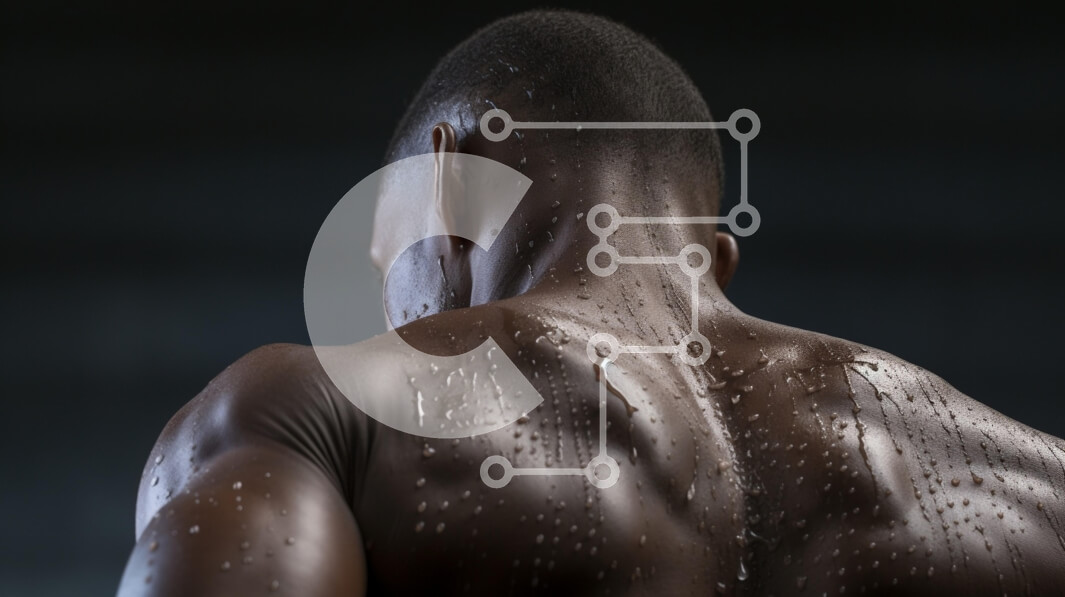 Intra Συλλεκτικό Ξύλινο Παζλ Plywood  4mm - Κοντινό πλάνο μιας μυώδους πλάτης που αστράφτει με νερό Σε Ξύλινο Κουτί - Διαστάσεις Puzzle: 10x10 cm – 25 κομμάτια