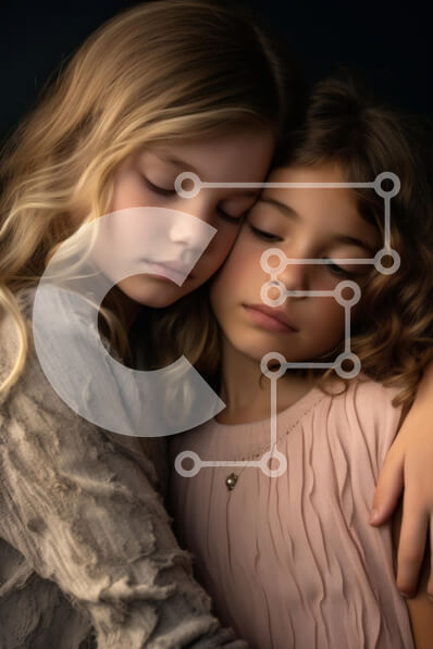 Intra Συλλεκτικό Ξύλινο Παζλ Plywood  4mm - Τρυφερή αγκαλιά δύο νεαρών κοριτσιών Σε Ξύλινο Κουτί - Διαστάσεις Puzzle: 10x10 cm – 25 κομμάτια