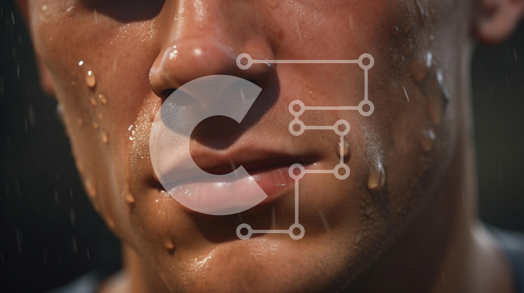 Intra Συλλεκτικό Ξύλινο Παζλ Plywood  4mm - Κοντινό πλάνο ενός ανθρώπινου προσώπου με σταγονίδια νερού Σε Ξύλινο Κουτί - Διαστάσεις Puzzle: 10x10 cm – 25 κομμάτια