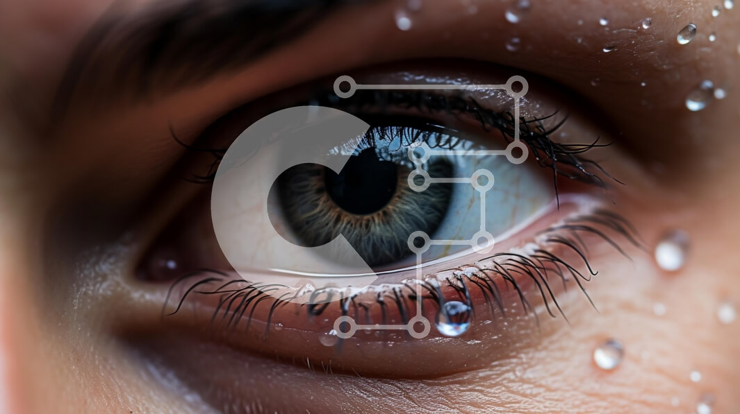 Σετ των 2 Intra Συλλεκτικό Ξύλινο Παζλ Plywood  4mm - Κοντινό πλάνο ενός όμορφου ματιού με σταγονίδια νερού Σε Ξύλινο Κουτί - Διαστάσεις: 10x10 cm – 25 κομμάτια