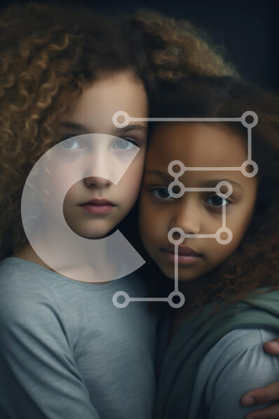 Intra Συλλεκτικό Ξύλινο Παζλ Plywood  4mm - Οικείο πορτρέτο δύο κοριτσιών Σε Ξύλινο Κουτί - Διαστάσεις Puzzle: 10x10 cm – 25 κομμάτια