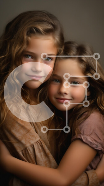 Intra Συλλεκτικό Ξύλινο Παζλ Plywood  4mm - Αδελφές που αγκαλιάζονται με ζεστά χαμόγελα Σε Ξύλινο Κουτί - Διαστάσεις Puzzle: 10x10 cm – 25 κομμάτια