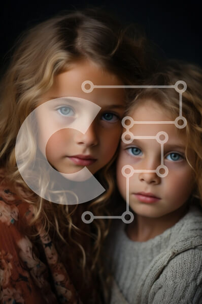 Intra Συλλεκτικό Ξύλινο Παζλ Plywood  4mm - Πορτρέτο δύο νεαρών κοριτσιών Σε Ξύλινο Κουτί - Διαστάσεις Puzzle: 10x10 cm – 25 κομμάτια