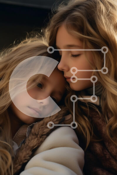 Intra Συλλεκτικό Ξύλινο Παζλ Plywood  4mm - Τρυφερή στιγμή ανάμεσα σε δύο κορίτσια Σε Ξύλινο Κουτί - Διαστάσεις Puzzle: 10x10 cm – 25 κομμάτια