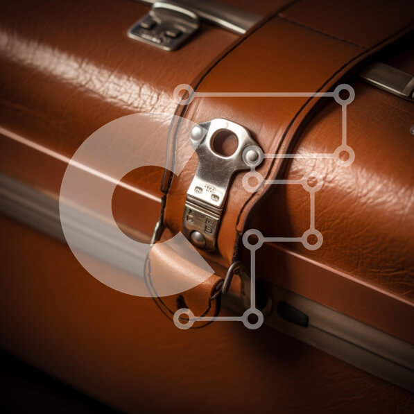 Intra Συλλεκτικό Ξύλινο Παζλ Plywood  4mm - Κοντινό πλάνο μιας καφέ βαλίτσας με μεταλλική κλειδαριά Σε Ξύλινο Κουτί - Διαστάσεις: 10x10 cm – 25 κομμάτια