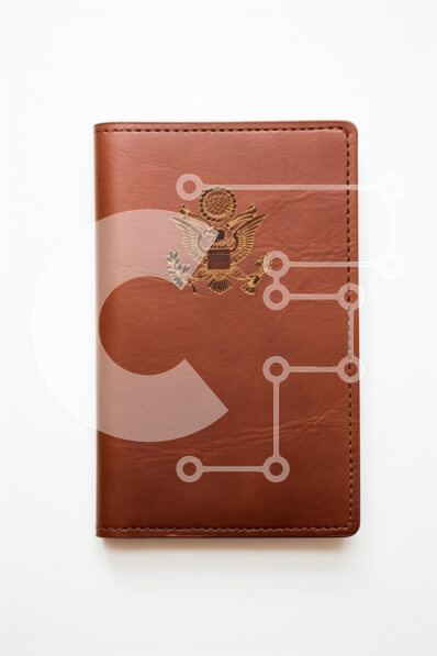 Intra Συλλεκτικό Ξύλινο Παζλ Plywood  4mm - Καφέ δερμάτινο κάλυμμα διαβατηρίου με έμβλημα ΗΠΑ Σε Ξύλινο Κουτί - Διαστάσεις: 10x10 cm – 25 κομμάτια