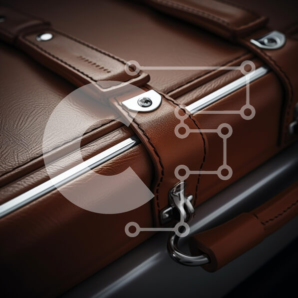 Intra Συλλεκτικό Ξύλινο Παζλ Plywood  4mm - Κοντινό πλάνο μιας κομψής καφέ βαλίτσας Σε Ξύλινο Κουτί - Διαστάσεις: 10x10 cm – 25 κομμάτια