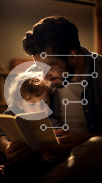 Intra Συλλεκτικό Ξύλινο Παζλ Plywood  4mm - Γονέας και παιδί που διαβάζουν μαζί σε μια ζεστή ατμόσφαιρα Σε Ξύλινο Κουτί - Διαστάσεις Puzzle: 10x10 cm – 25 κομμάτια