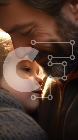 Intra Συλλεκτικό Ξύλινο Παζλ Plywood  4mm - Τρυφερή στιγμή μεταξύ γονέα και παιδιού Σε Ξύλινο Κουτί - Διαστάσεις Puzzle: 10x10 cm – 25 κομμάτια