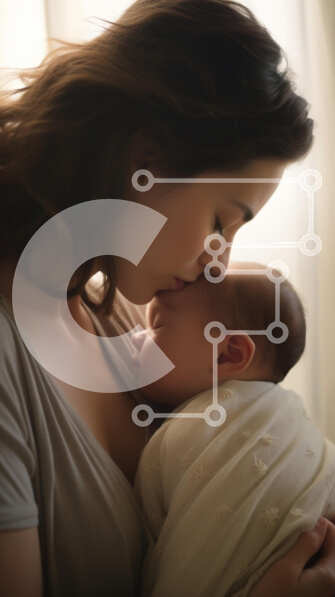 Intra Συλλεκτικό Ξύλινο Παζλ Plywood  4mm - Μητέρα και νεογέννητο μοιράζονται μια τρυφερή στιγμή Σε Ξύλινο Κουτί - Διαστάσεις Puzzle: 10x10 cm – 25 κομμάτια