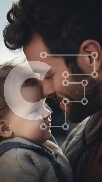 Intra Συλλεκτικό Ξύλινο Παζλ Plywood  4mm - Πατέρας και μωρό μοιράζονται μια τρυφερή στιγμή Σε Ξύλινο Κουτί - Διαστάσεις Puzzle: 10x10 cm – 25 κομμάτια