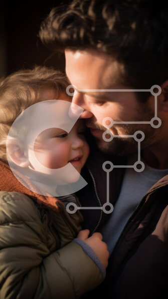 Intra Συλλεκτικό Ξύλινο Παζλ Plywood  4mm - Τρυφερή στιγμή μεταξύ πατέρα και παιδιού Σε Ξύλινο Κουτί - Διαστάσεις Puzzle: 10x10 cm – 25 κομμάτια