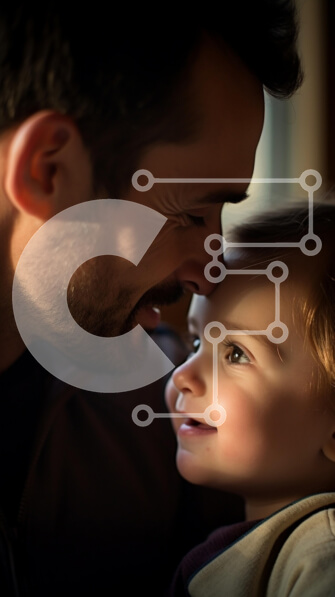 Intra Συλλεκτικό Ξύλινο Παζλ Plywood  4mm - Πατέρας και παιδί μοιράζονται μια χαρούμενη στιγμή Σε Ξύλινο Κουτί - Διαστάσεις Puzzle: 10x10 cm – 25 κομμάτια