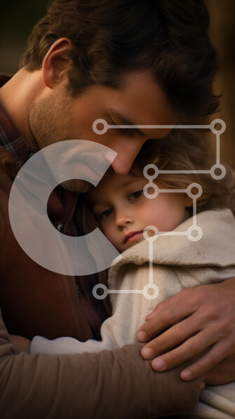 Intra Συλλεκτικό Ξύλινο Παζλ Plywood  4mm - Πατέρας και παιδί αγκαλιάζονται σε ένα ζεστό περιβάλλον Σε Ξύλινο Κουτί - Διαστάσεις Puzzle: 10x10 cm – 25 κομμάτια