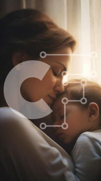 Intra Συλλεκτικό Ξύλινο Παζλ Plywood  4mm - Μητέρα και μωρό μοιράζονται μια τρυφερή στιγμή Σε Ξύλινο Κουτί - Διαστάσεις Puzzle: 10x10 cm – 25 κομμάτια