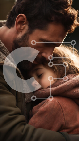 Intra Συλλεκτικό Ξύλινο Παζλ Plywood  4mm - Μια Αγκαλιά Αγάπη μεταξύ Γονέα και Παιδιού Σε Ξύλινο Κουτί - Διαστάσεις Puzzle: 10x10 cm – 25 κομμάτια