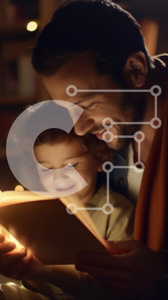 Intra Συλλεκτικό Ξύλινο Παζλ Plywood  4mm - Πατέρας και παιδί διαβάζουν μαζί σε ένα ζεστό περιβάλλον Σε Ξύλινο Κουτί - Διαστάσεις Puzzle: 10x10 cm – 25 κομμάτια