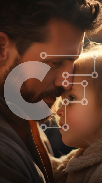 Intra Συλλεκτικό Ξύλινο Παζλ Plywood  4mm - Πατέρας και κόρη αγκαλιάζονται στο ζεστό φως Σε Ξύλινο Κουτί - Διαστάσεις Puzzle: 10x10 cm – 25 κομμάτια