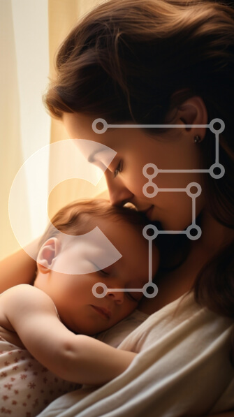 Intra Συλλεκτικό Ξύλινο Παζλ Plywood  4mm - Μητέρα και μωρό σε τρυφερή αγκαλιά Σε Ξύλινο Κουτί - Διαστάσεις Puzzle: 10x10 cm – 25 κομμάτια