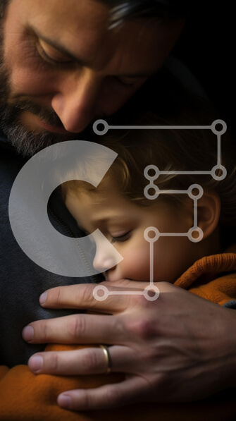 Intra Συλλεκτικό Ξύλινο Παζλ Plywood  4mm - Πατέρας και παιδί αγκαλιάζονται σε τρυφερή στιγμή Σε Ξύλινο Κουτί - Διαστάσεις Puzzle: 10x10 cm – 25 κομμάτια