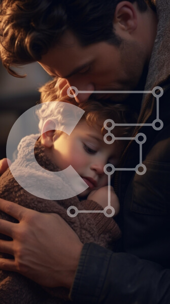 Intra Συλλεκτικό Ξύλινο Παζλ Plywood  4mm - Τρυφερή αγκαλιά μεταξύ γονέα και παιδιού Σε Ξύλινο Κουτί - Διαστάσεις Puzzle: 10x10 cm – 25 κομμάτια