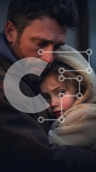 Intra Συλλεκτικό Ξύλινο Παζλ Plywood  4mm - Πατέρας και κόρη αγκαλιάζονται σε μια στιγμή άνεσης Σε Ξύλινο Κουτί - Διαστάσεις Puzzle: 10x10 cm – 25 κομμάτια