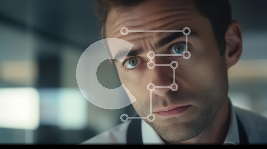 Intra Συλλεκτικό Ξύλινο Παζλ Plywood  4mm - Κοντινό πλάνο πορτρέτο ενός άνδρα με μπλε μάτια και σοβαρή έκφραση Σε Ξύλινο Κουτί - Διαστάσεις Puzzle: 10x10 cm – 25 κομμάτια