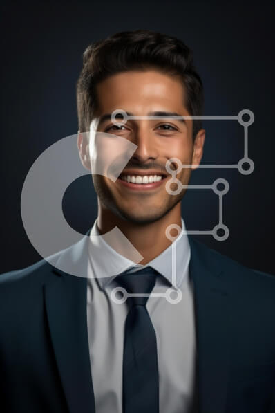 Intra Συλλεκτικό Ξύλινο Παζλ Plywood  4mm - Χαμογελαστός άνδρας με επαγγελματική ενδυμασία σε σκούρο φόντο Σε Ξύλινο Κουτί - Διαστάσεις Puzzle: 10x10 cm – 25 κομμάτια