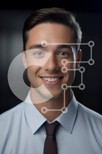 Intra Συλλεκτικό Ξύλινο Παζλ Plywood  4mm - Χαμογελαστός νεαρός άνδρας με επαγγελματική ενδυμασία Σε Ξύλινο Κουτί - Διαστάσεις Puzzle: 10x10 cm – 25 κομμάτια