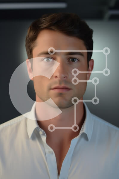 Intra Συλλεκτικό Ξύλινο Παζλ Plywood  4mm - Πορτρέτο ενός σοβαρού άνδρα με λευκό πουκάμισο Σε Ξύλινο Κουτί - Διαστάσεις Puzzle: 10x10 cm – 25 κομμάτια